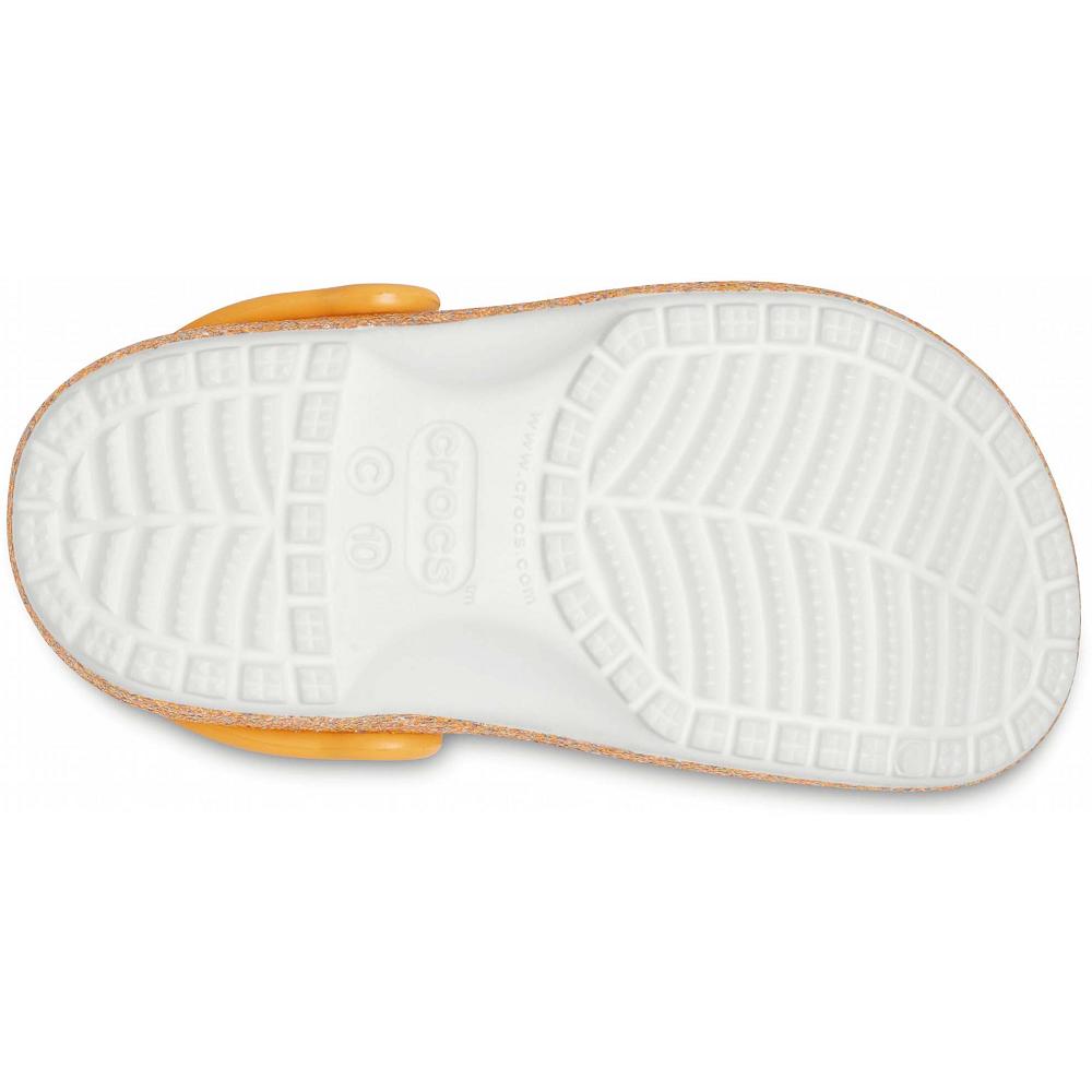 Gold Girls' Crocs Classic Glitter Clogs | NZ 1495DFMN
